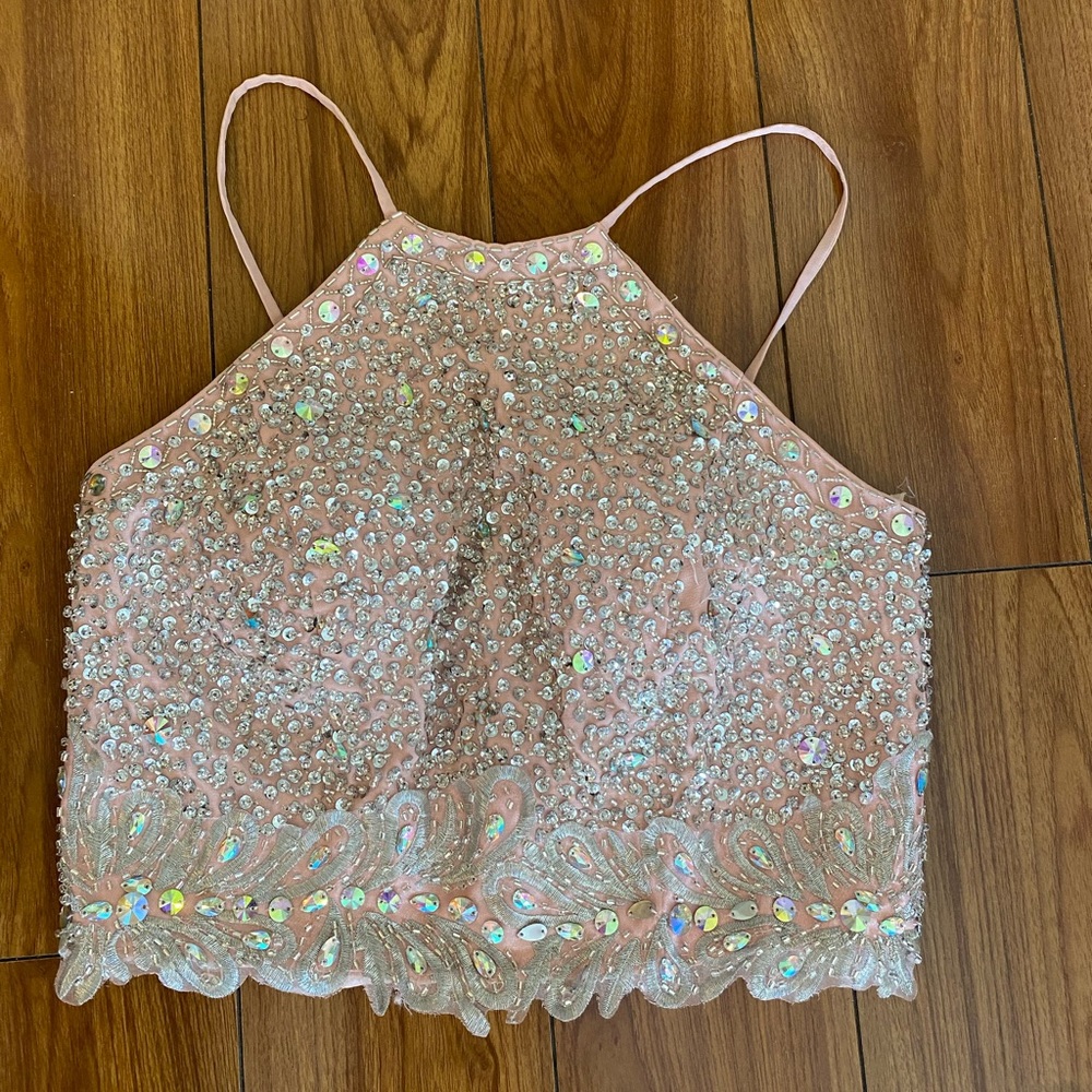 Pink Sequins Crop Top